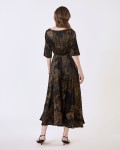 SIXDO G-Black Wide Neck Woven Flared Dress